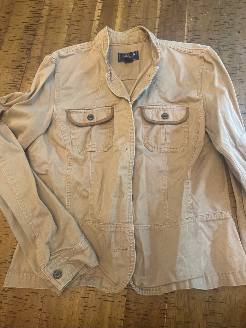 Chaps Women's Medium Tan Utility Jacket with Flap Chest Pockets